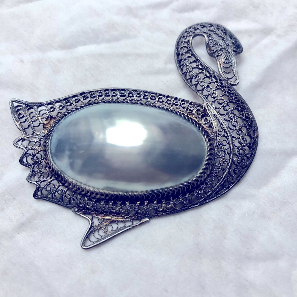 Antique Pearl Filigree Brooch